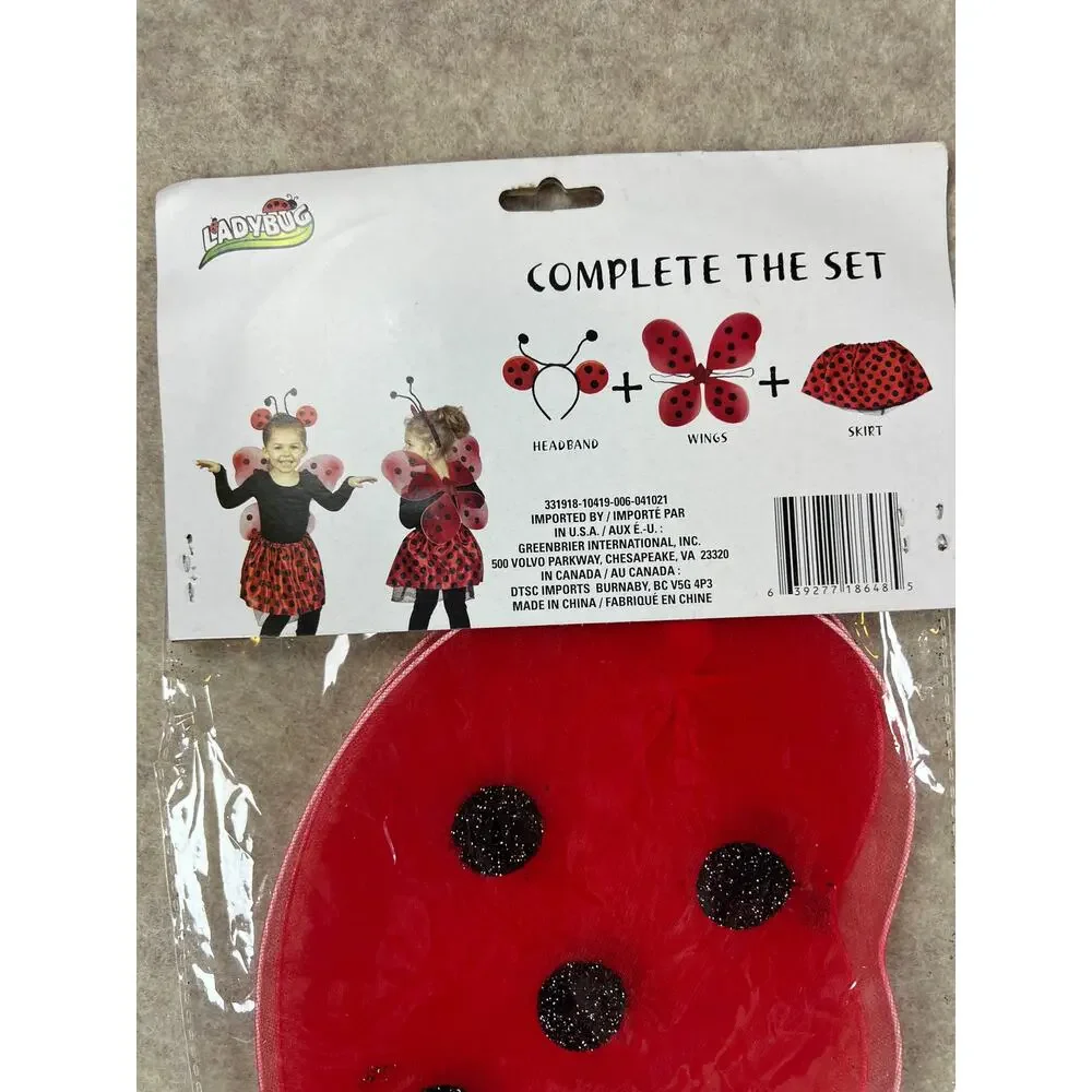 Lady Bug and Bumble Bee Wings with Antenna Headband Halloween Accessory Set